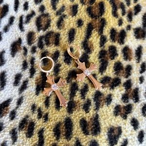 Gold Cross Earrings